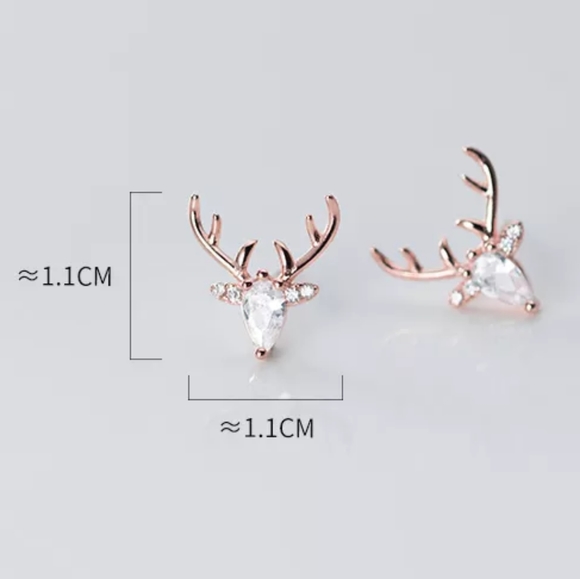 Reindeer Deer Antlers Platinum Over Sterling Silver Zircon Diamonds - Picture 4 of 14